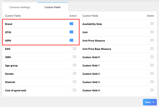 Enable Brand, MPN and GTIN 